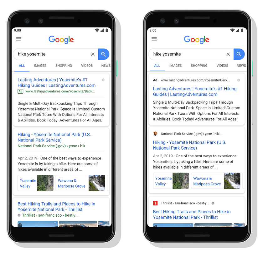 google updates mobile search results