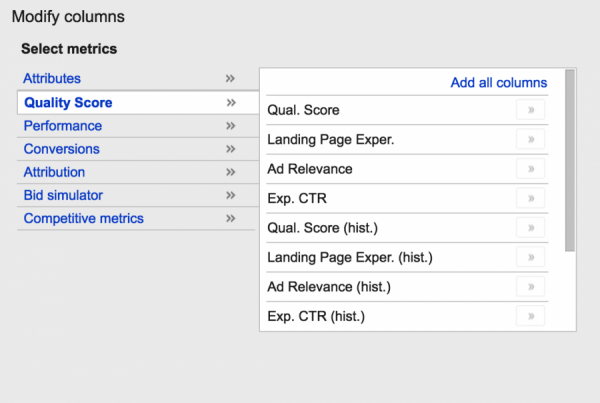 Google AdWords Historic Quality Score - Hyperbrand